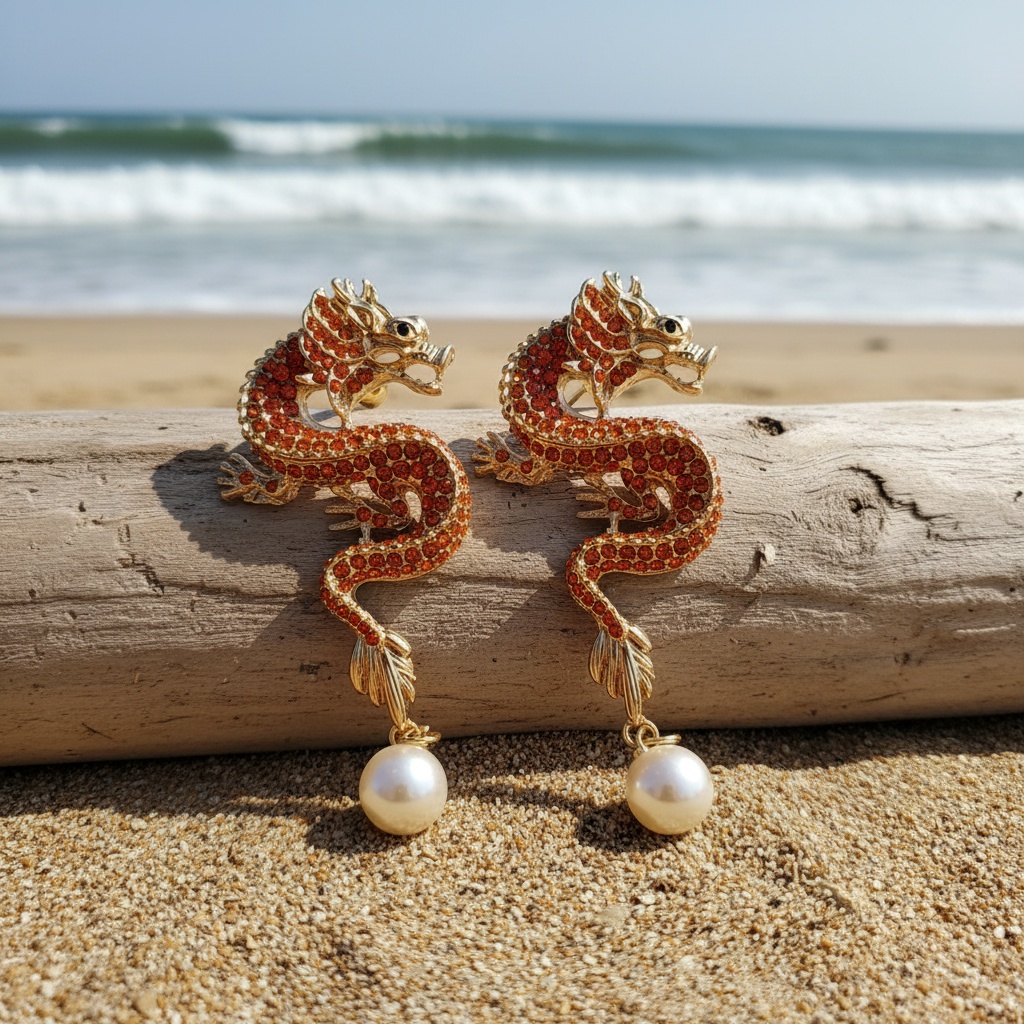 French Retro Dragon Design Intricate Pave Jewelry